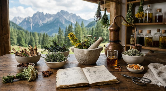 Botaniche spontanee alpine utilizzate per la produzione dell'Amaro del Corvo