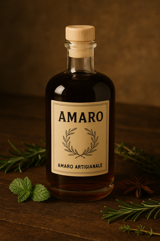 Amaro artigianale con botaniche naturali e ingredienti selezionati