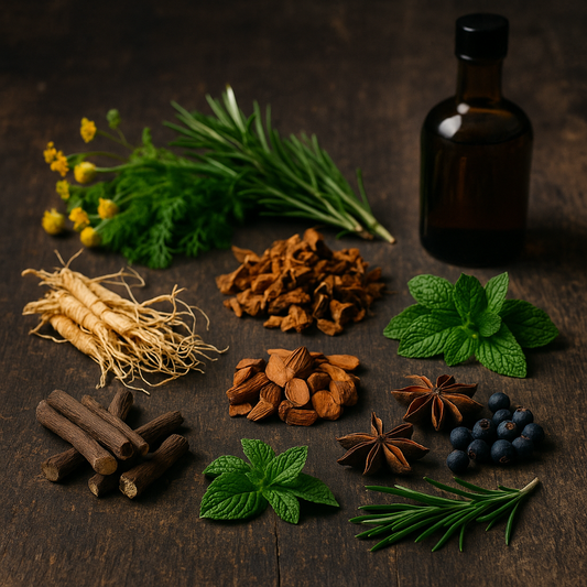 Erbe e botaniche naturali usate nella produzione di amari italiani